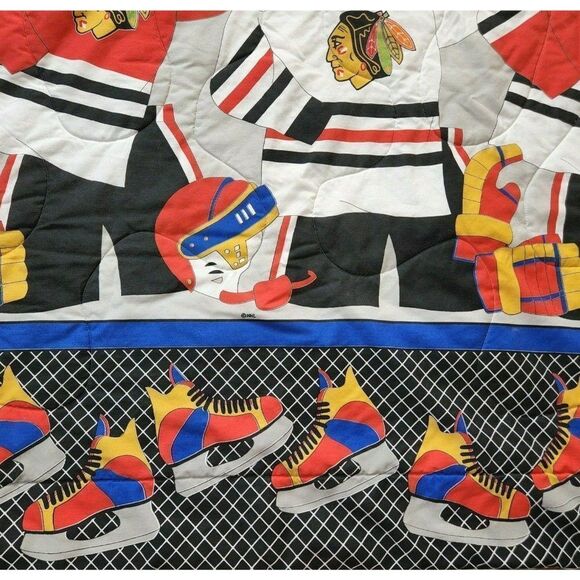 Vintage Chicago Blackhawks Twin Comforter Blanket Ice Hockey Tommy Hawk - Picture 4 of 6